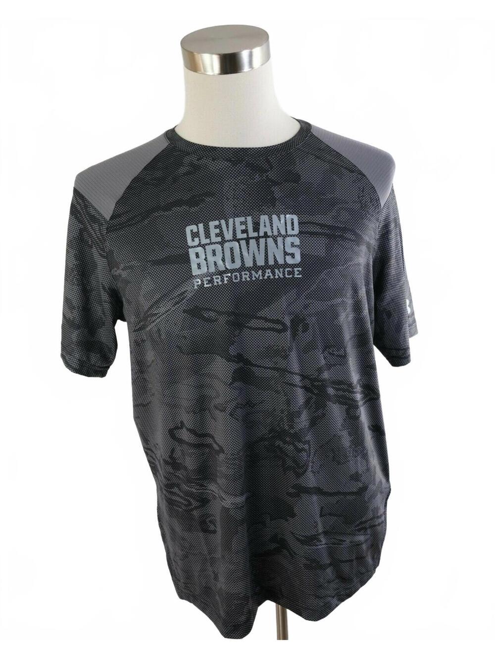 NFL Cleveland Browns Mens Stretch Loose Heat Gear SS Gray T Shirt Under Armour M